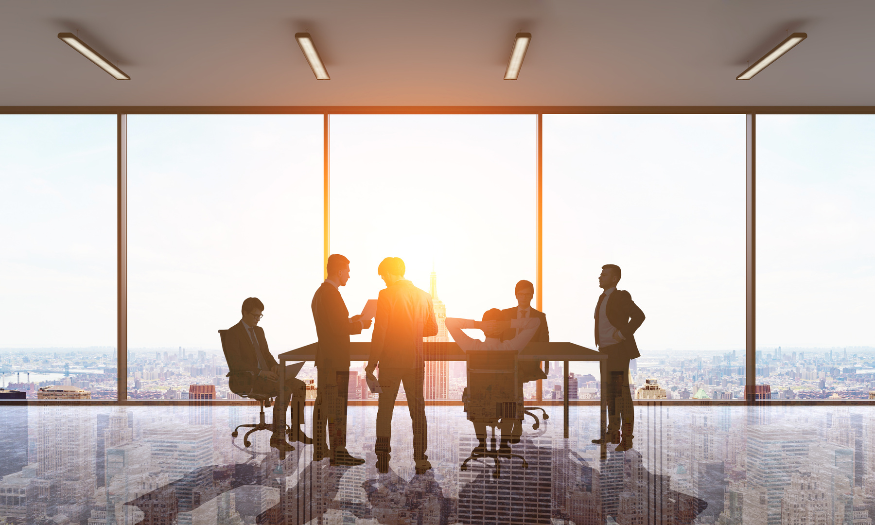 Men in suits developing business